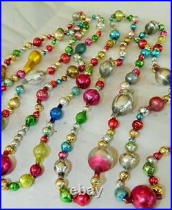 10 1/2 FT 100% Vintage Mercury Glass Christmas Garland Big Beads Antique