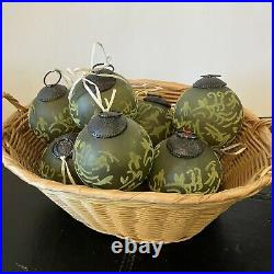 10 Victorian Kugel Christmas Ornaments 3 glass covered w lacquer mica heavy