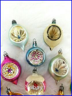 10 Vintage Poland Fantasia Indent Teardrop Ball Glass Christmas Ornaments 2-3