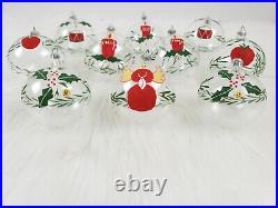 10 Vintage Unsilvered Painted Angel Candle Glass Christmas Ornaments Columbia