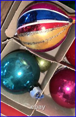 102 Vtg Stencil Shiny Brite & Coby Mercury Glass Christmas Ornaments & Boxes