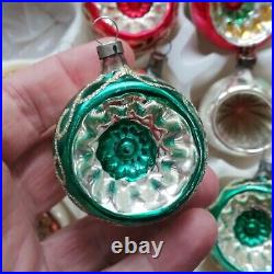 11 vintage blown mercury glass Christmas ornaments indent reflector Czech