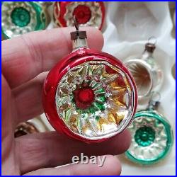 11 vintage blown mercury glass Christmas ornaments indent reflector Czech