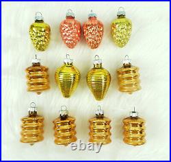12 Shiny Brite Atomic Gold Glass Beehive Lantern Grape Christmas Ornaments 2