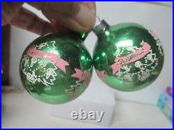 12 Unusual Vintage Stencil Scene Glass Christmas Ornaments