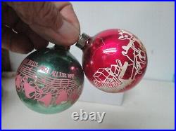 12 Unusual Vintage Stencil Scene Glass Christmas Ornaments