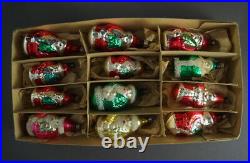 12 VINTAGE BLOWN GLASS SANTAS Christmas tree Ornaments (# 8597)
