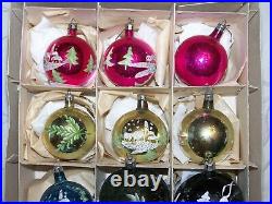 12 VINTAGE MERCURY GLASS CHRISTMAS TREE ORNAMENTS hand painted BALLS SNOWMAN +++