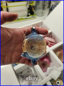 12 VTG Teardrop Mercury Glass Christmas Ornaments Reflector Indent Unsilvered