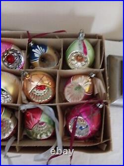 12 Vintage Christmas Hand Blown Mercury Glass Ornaments