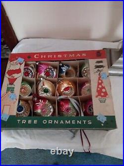 12 Vintage Christmas Hand Blown Mercury Glass Ornaments