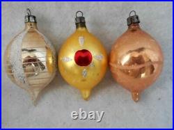 12 Vintage Glass Ornaments Indent Teardrops Poland w Mica or GlitterBox