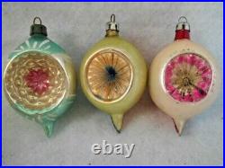 12 Vintage Glass Ornaments Indent Teardrops Poland w Mica or GlitterBox