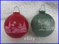 12 Vintage Mercury Glass STENCIL 2 Christmas Tree Ornaments USA SHINY BRITE Box