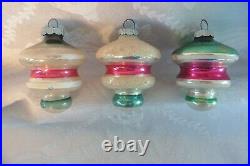 12 Vintage Mercury Glass Shiny Brite Mica Tornado UFO Christmas Ornament