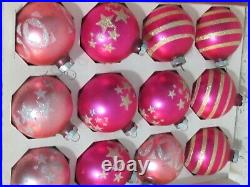 12 Vintage Pink SHINY BRITE MERCURY CHRISTMAS ORNAMENT BOX
