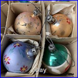 12 Vintage Poland Shiny Brite Minature Indent Mercury Glass Christmas Ornaments