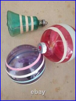 12 Vintage Shiny Brite Ornaments Pink/turquoise Atomic Mica Indent Ufo