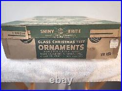 12 Vtg 1950's Shiny Brite USA Stenciled Mercury Glass Christmas Ornaments WithBox