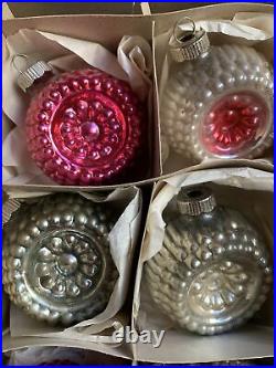 12 Vtg Shiny Brite Christmas Tree Ornaments Bumpy Textured Double Indent #fr