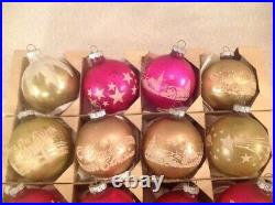 12 Vtg Shiny Brite Matte Mercury Mica Glitter Christmas Ornament Box 2 3/4