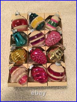 12 Vtg Shiny Brite Unsilvered/silver Mica Lantern Bell Ball Christmas Ornaments