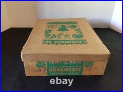 12 Vtg Shiny Brite Wwii Era Unsilvered 2.75 Stripe Paper Metal Cap Ornament Box