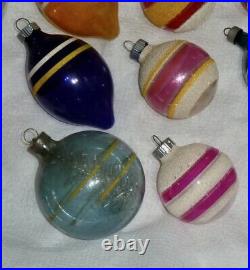 12 Vtg X-mas Tree Glass Ornaments World War Ww II Era Unsilvered Mica Tinsel