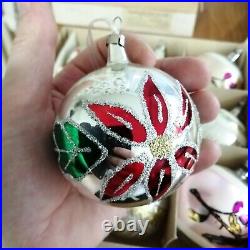 12 vintage Czech mercury blown glass Christmas tree balls hand decorated