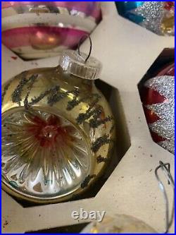 13 Vintage Fantasia Poland Mercury Glass Teardrop Christmas Tree Ornaments 1950s