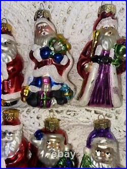 14 Vtg Mercury Glass Christmas Ornaments Santa Figural lot