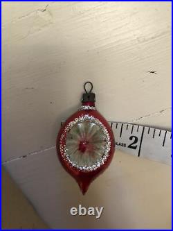 15 VTG Christmas Ornament Mercury Glass Hand Painted Indent Teardrop Poland Tiny