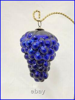 1890's Vintage Antique 4.75 Asymmetrical Cobalt Blue Glass Grape Cluster Kugel