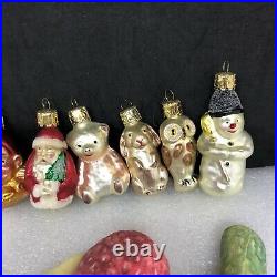 19 Vintage Hand Blown CHRISTBORN GLASS ORNAMENTS GERMANY food figures balls