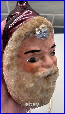 1920's Authentic Antique Santa Head Ornament with Glass Eye