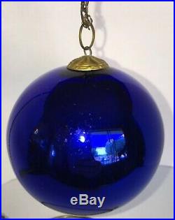 1920s Vintage Early Deep Blue Glass 4.25 Christmas Kugel Ornament Germany -A+