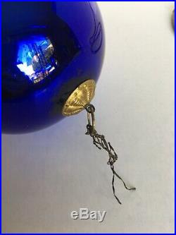 1920s Vintage Early Deep Blue Glass 4.25 Christmas Kugel Ornament Germany -A+