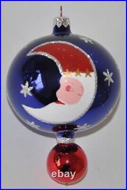 1994 Crescent Moon Santa Christopher Radko Ornament 94-398-0 RARE Ball Drop
