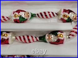 1996 CHRISTOPHER RADKO Glass Christmas Garland SANTA SWIRL 3' withBox 96-279-0