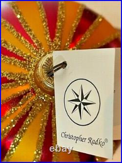 1997 Crimson Stripes Deluxe Christopher Radko Ornament 97-301-0 RARE Ball Drop