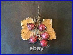 2 Antique German Victorian Grape Cluster Tinsel Wire Mercury Glass Xmas Ornament
