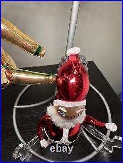 2 De Carlini VTG GLASS Christmas Ornaments ITALIAN SANTA & GINGERBREAD MAN