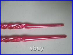 2 Stunning Vintage Glass Christmas Ornament 14 Long Twisted Satin Pink Icicle