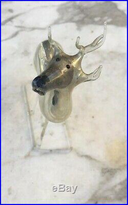 2 VTG German Blown Mercury Glass 5 Reindeer Christmas Ornament Germany DEER