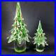 2-Vintage-MURANO-Art-Glass-Christmas-Trees-Set-12-7-5-Lot-Red-Green-White-01-awmo