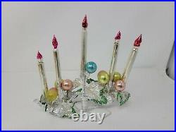 2 Vintage Mercury glass candle candelabras christmas japan 7 tall Centerpiece