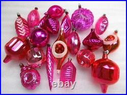 20 Vintage Russian USSR Glass Christmas Ornament Xmas Tree Decoration Pink Set