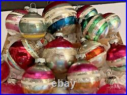 21 VTG SHINY BRITE MERCURY GLASS STRIPED CHRISTMAS TREE ORNAMENTS BALLS No Box
