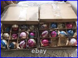 22 Vintage Fantasia Mica Mercury Glass Teardrop Christmas Ornaments Small 3 Set