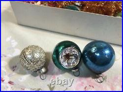 22 Vintage Mini Shiny Brite Glass Christmas Ornaments Balls & Indents With Box